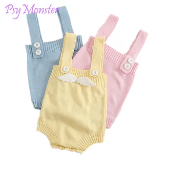

2018 Fashion Autumn baby boys clothes wing Knitted baby Rompers Overalls Jumpsuits Boys Girls Solid Color Kids Rompers Clothes