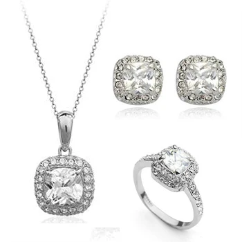 Fashion Jewelry 18k Gold Platinum Plated Le Zircon Crystal Fashion Jewelry 18k Gold Platinum Plated Le Zircon Crystal Simulated Diamonds Necklaces Rings Earrings Wedding Sets In From