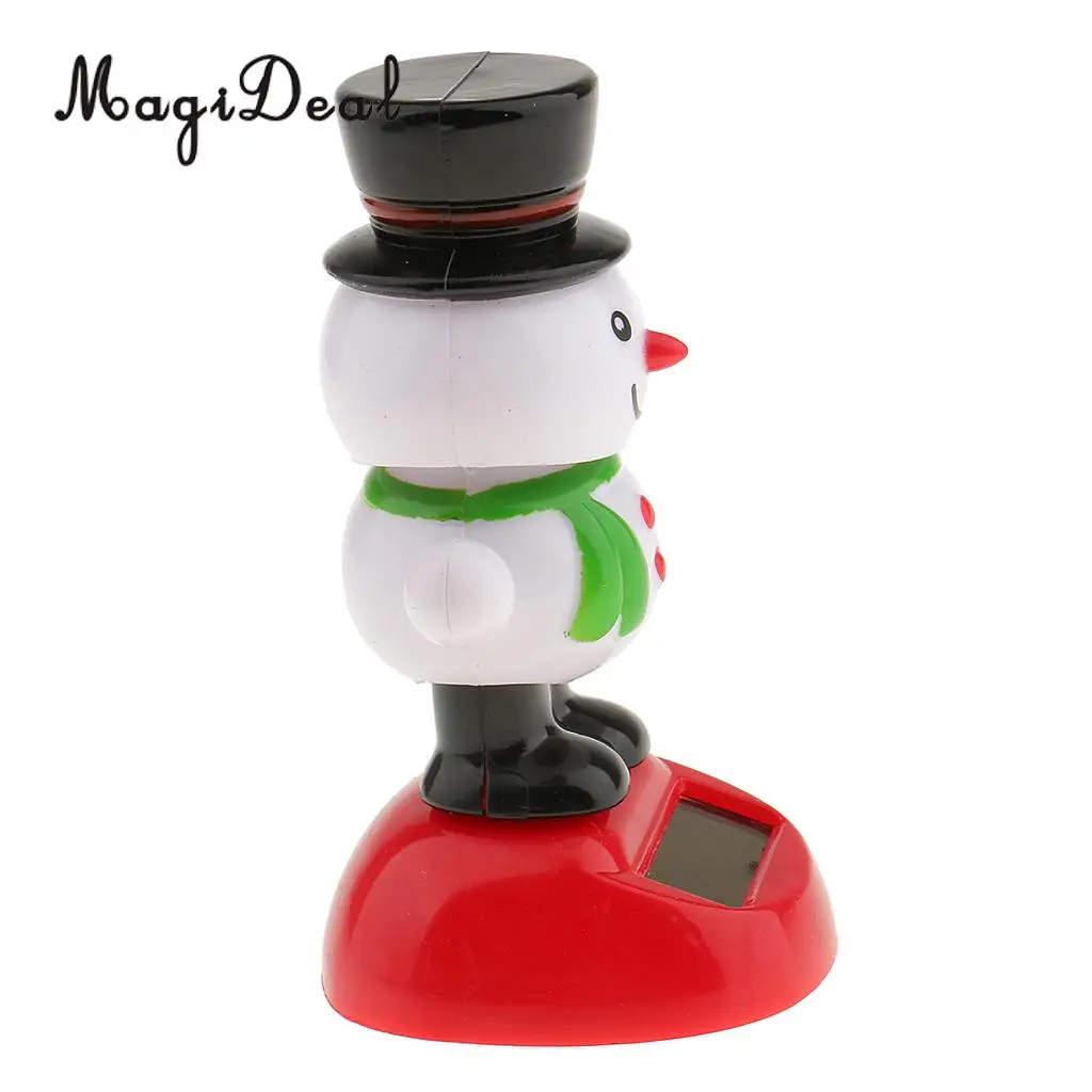 2pcs Solar Powered Snowman Elk Dancing Figurine Home Car Ornament Kids Toy Christmas Gifts