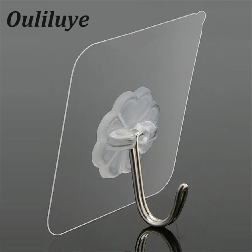 

10PCS Transparent Strong Hooks For Door Wall Hangers Towel Mop Handbag Hanging Holder Hooks For Kitchen Bathroom Accessories
