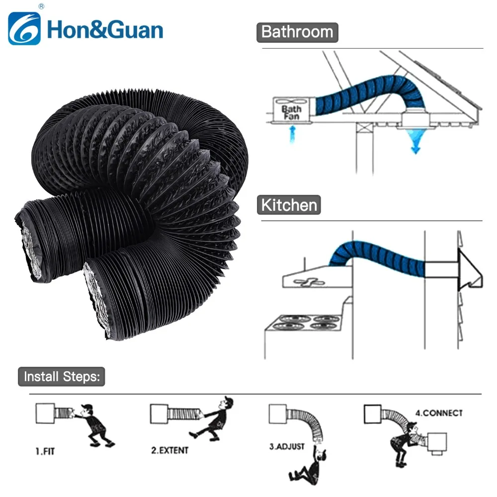10m 4-8inch Flexible Aluminium Inline Duct Fan Home Ventilation Ducting Hose Tube PVC Adjustable Round Pipe for Extractor Fan 10m 4-8inch Flexible Aluminium Inline Duct Fan Home Ventilation Ducting Hose Tube PVC Adjustable Round Pipe for Extractor Fan