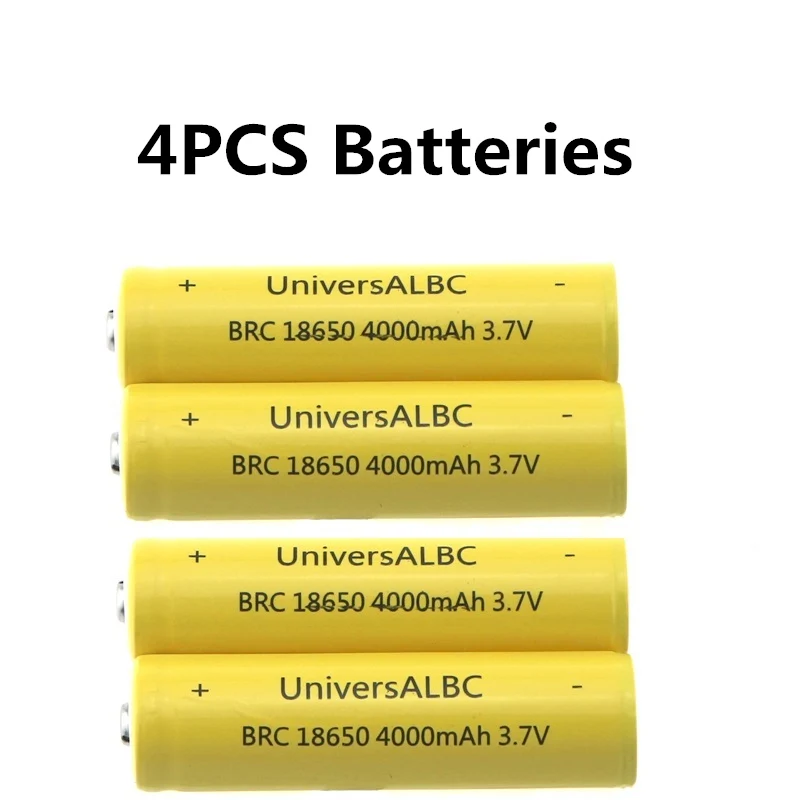 3,7 V перезаряжаемая 18650 литий-ионная батарея с защищенной печатной платой 4000mAh 18650 батарея для фонарика электрические инструменты - Цвет: 4PCS