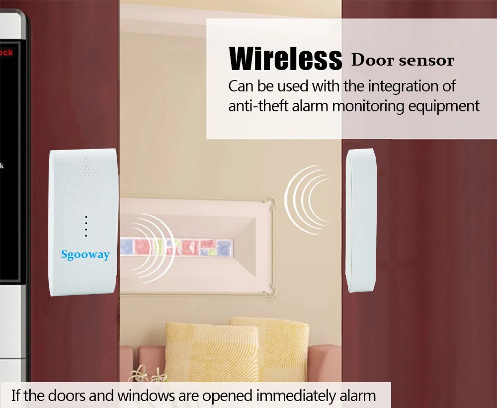 Sgooway alarm Door detector sensor Wireless door window sensor window detector 433MHZ for alarm system home alarm key pad