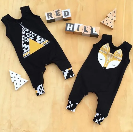

2019 autumn fashion male baby girl jumpsuit unisex cotton sleeveless cartoon gold children's jumpsuit newborn baby clothes