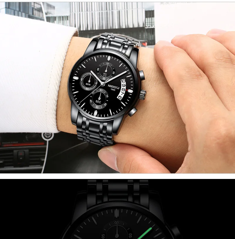 Relogio Masculino a Prova d ' Gua Relogio Masculino Esportivo NIBOSI Mens Watches Top Brand Luxury Automatic Stainless Steel (12)