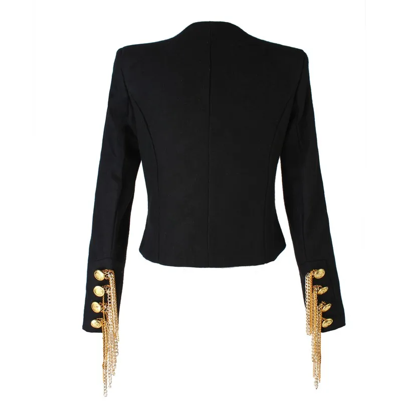 Высокое качество Новая Мода Подиум BAROCCO Наполеон куртка Женская Роскошная золотая цепи вместо пуговиц шерстяная куртка