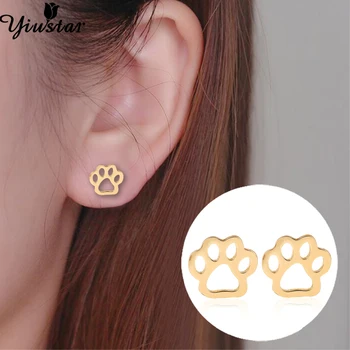 

Yiustar Animal Pet Paw Print Earrings Punk Jewelry Studs Dog Gifts Boucle D'oreille Femme Cute Stainless Steel Stud Earrings