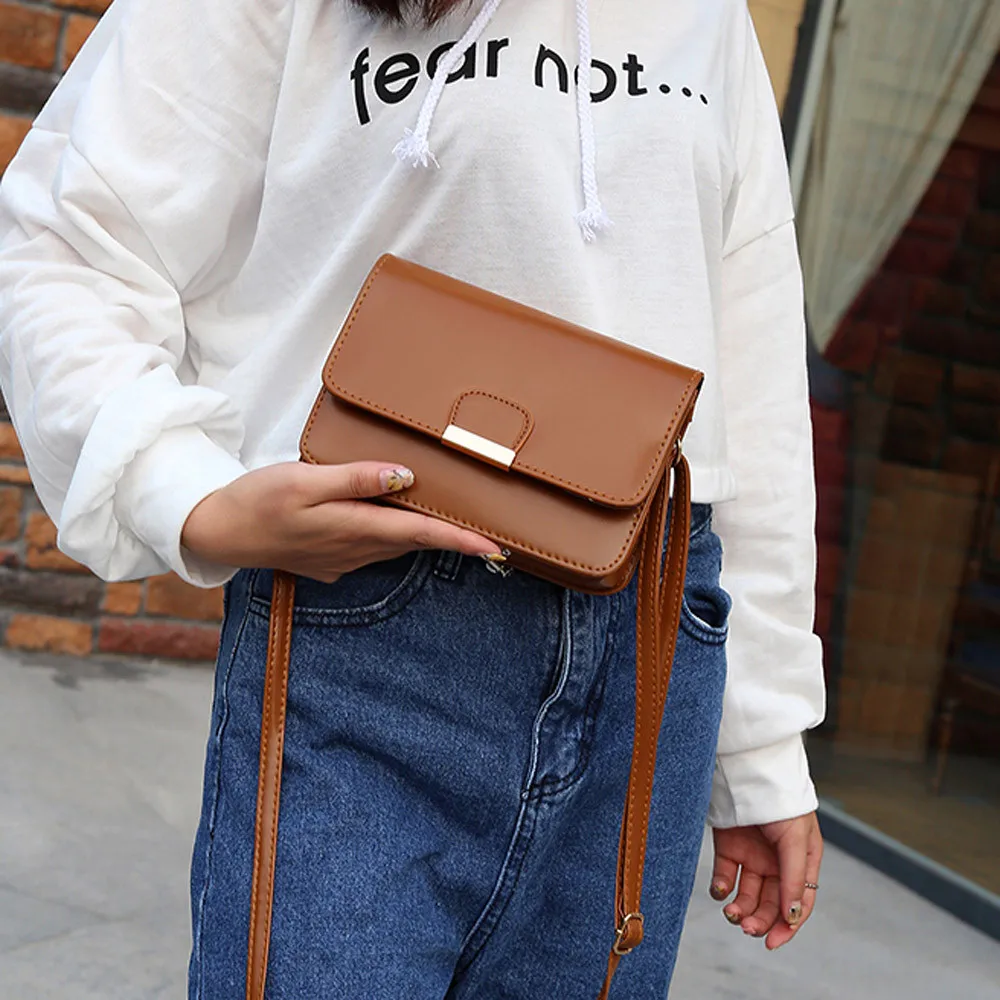 Simple Flap Shoulder PU Leather Bags Women Girls Pure Color Mini Messenger Chest Bag Cross body Handbags bolsa feminina Simple Flap Shoulder PU Leather Bags Women Girls Pure Color Mini Messenger Chest Bag Cross body Handbags bolsa feminina