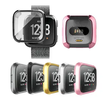 

50pcs 360 Degree Protection Cover For Fitbit Versa Band Case Plating Coque FitBit Versa Watch Accessories Screen Protective Case