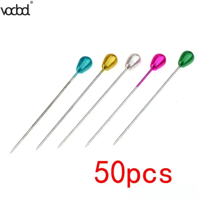 50pcs 2.17" Colorful Round Pearl Straight Head Pins Embroidery Sewing
