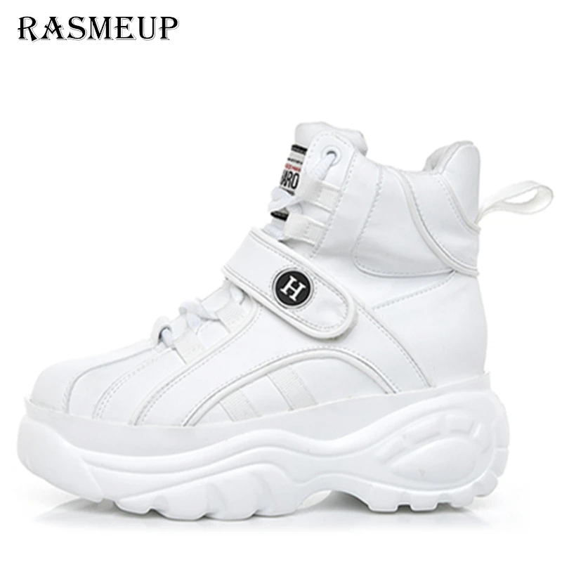 

RASMEUP Women 's Chunky Heels Sneakers 2019 High Flat Platform Women Dad Sneaker Thick Soled Trainers Fashion Woman Shoes White