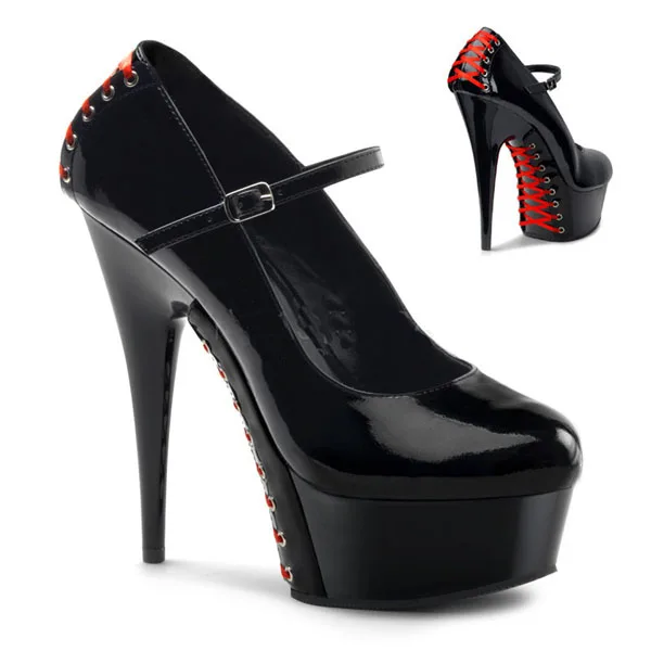 Модные женские тонкие туфли большого размера популярная пикантная женская обувь на высоком каблуке 15 см обувь с перекрестной шнуровкой на каблуке 6 дюймов - Цвет: Черный