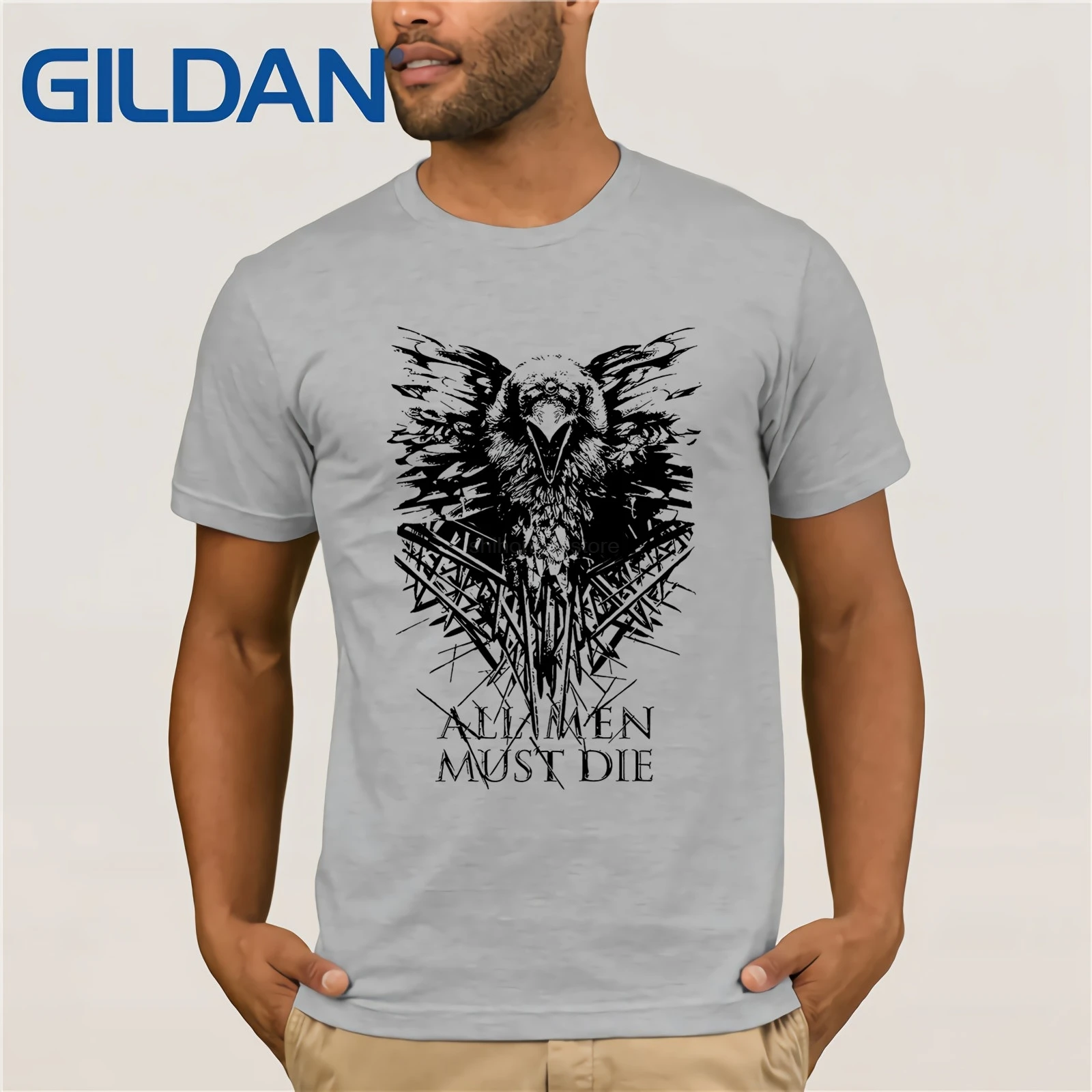 

GILDAN Summer Three-eyed Crow Game of Thrones T Shirt Cotton Short Sleeve Ice and Fire T-shirt All Men Must Die T Shirt Tees Men