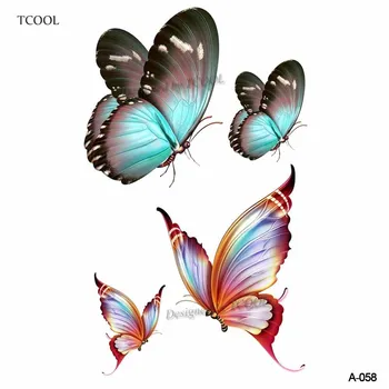 

HXMAN Butterfly Temporary Tattoo Sticker Animal Tattoos for Women Fashion Sexy Body Art Waterproof Hand Fake Tatoo 9.8X6cm A-058