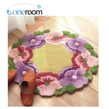 

n3th ZD184 Beautiful Flowers Hook Rug Kit DIY Unfinished Crocheting Yarn Mat Latch Hook Rug Kit Floor