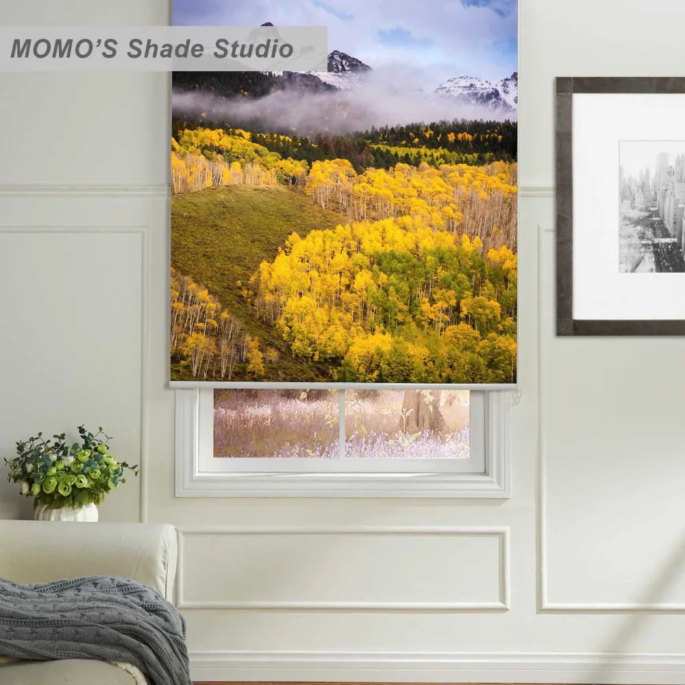MOMO Thermal Insulated Blackout Fabric Custom Scenic Window Roller