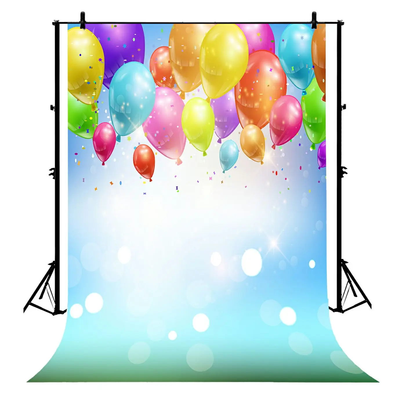 

5x7ft Colorful Balloons Happy Glitter Birthday Polyester Photo Background Portrait Backdrop
