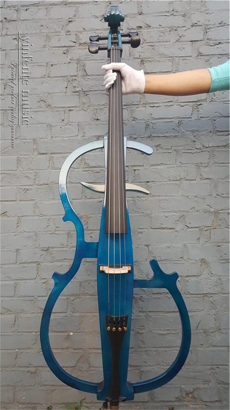1702 electric Cello Blue color solid wood Powerful Sound Cello bow