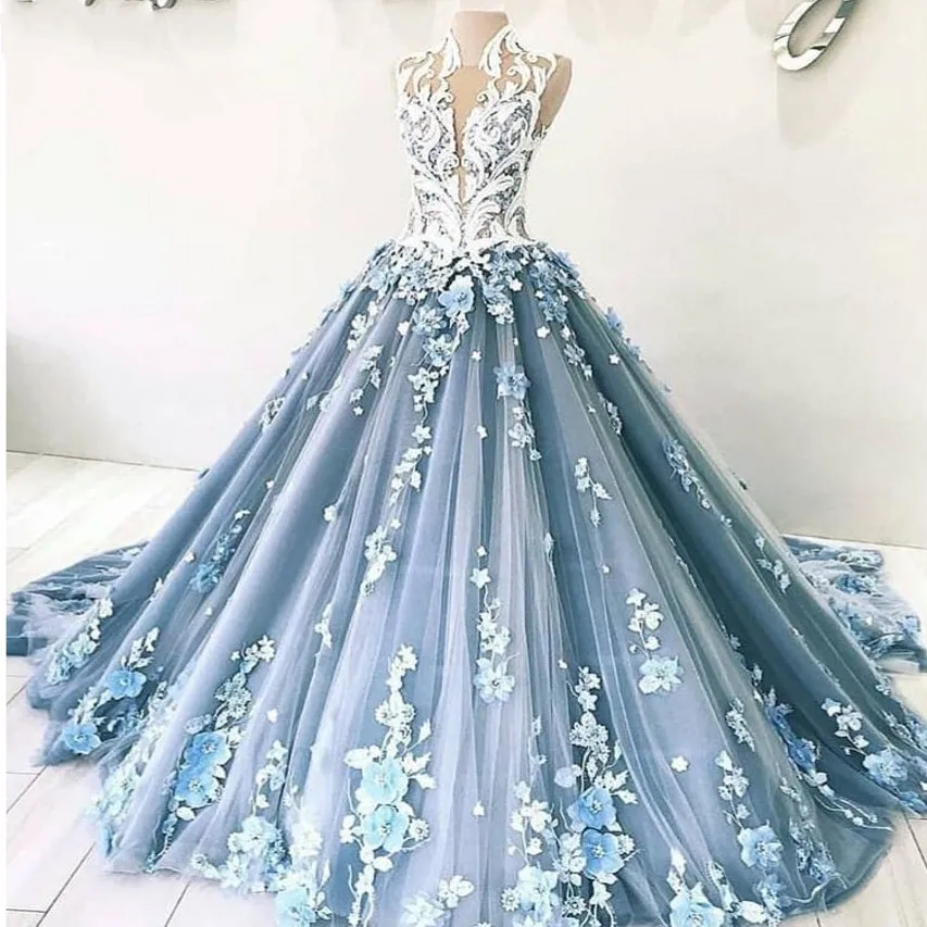 dusty blue formal gowns