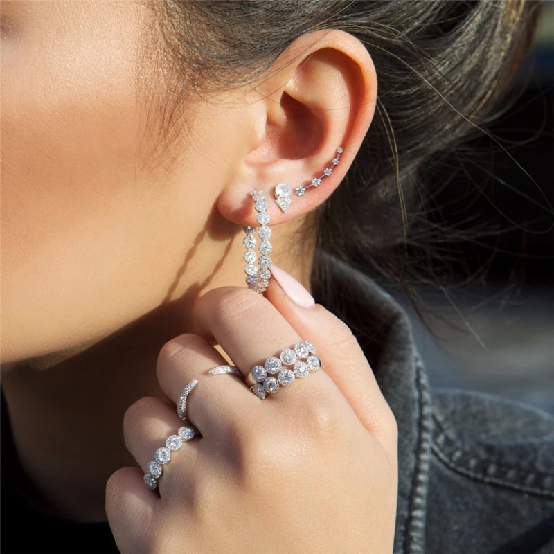 

Luxury Female Crystal Zircon Ring Boho Fashion 925 Silver Big Engagement Ring Wedding Rings For Women Valentine's Day Gifts