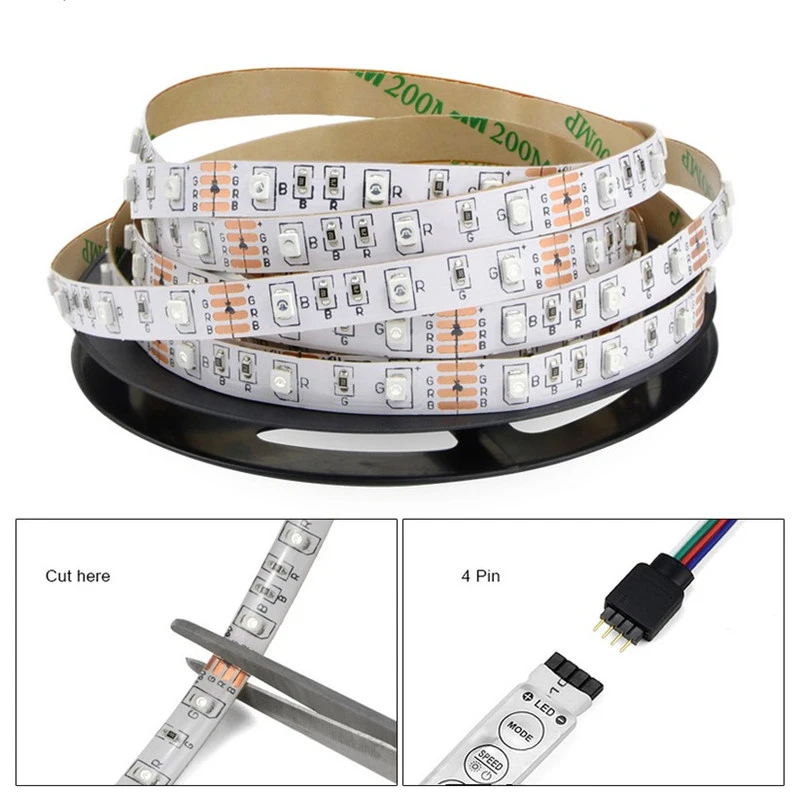 DC12V 5050 RGB СВЕТОДИОДНАЯ лента SMD IP20 лампа Диодная гибкая большой 4PIN контроллер