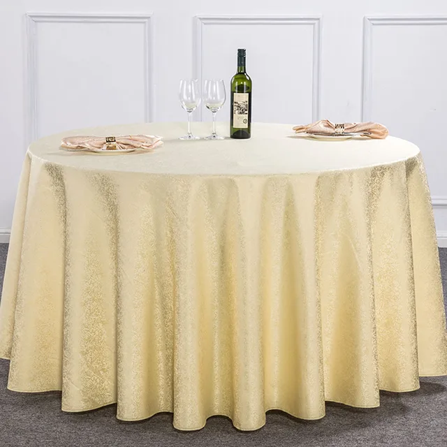 10 Pièces Beige Dobbt Floral Polyester Nappe Ronde Pour