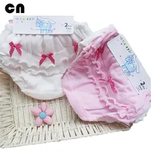 Vêtements pour bébés en coton et bois, 2 pièces/lot, sous-vêtements à nœuds d'oreille pour filles, de 0 à 2 ans, rose et blanc