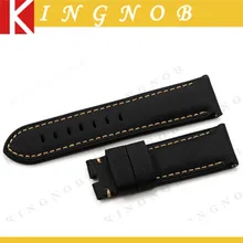 Handmade Black Kevlar and Leather Watch Strap 24mm Nylon Watch Strap Fabric Grain Watchband White Stitch Pin Buckle Style