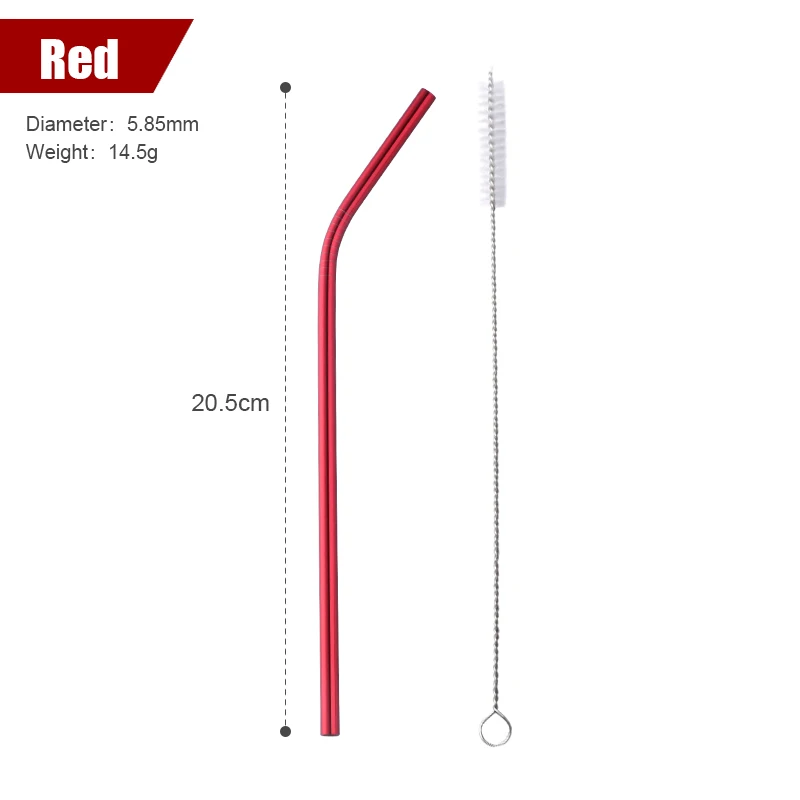 100 шт./компл. металлическая соломинки многоразовая цветная соломка из нержавеющей стали+ 10 кистей металлический напиток Yerba сок бар аксессуары вечерние - Цвет: red B