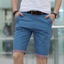 Модные брендовые летние мужские повседневные хлопковые шорты мужские дышащие шорты мужские однотонные облегающие бермуды до колена на молнии