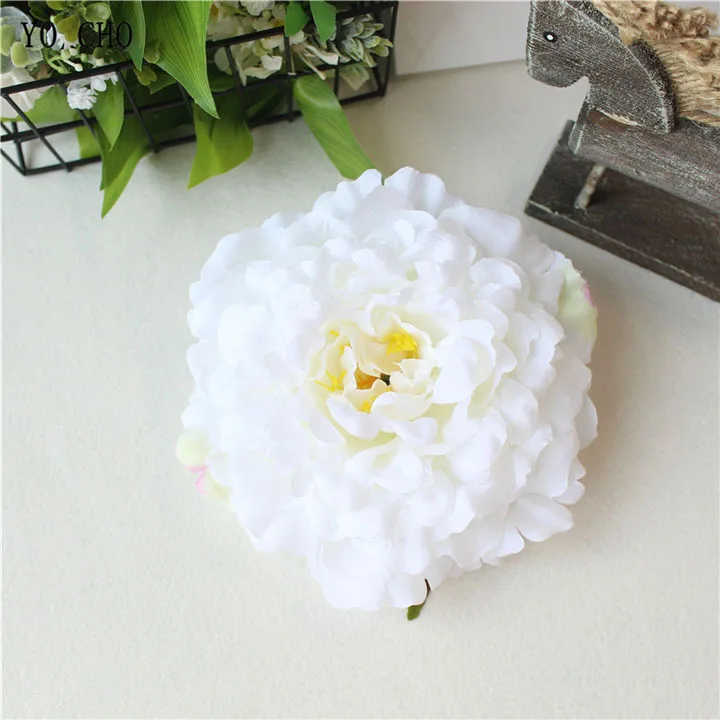 Artificial Peony Flower Head Silk Rose Wedding Wreaths White Pink Blue Fake Flowers Big Flower Heads (15)_