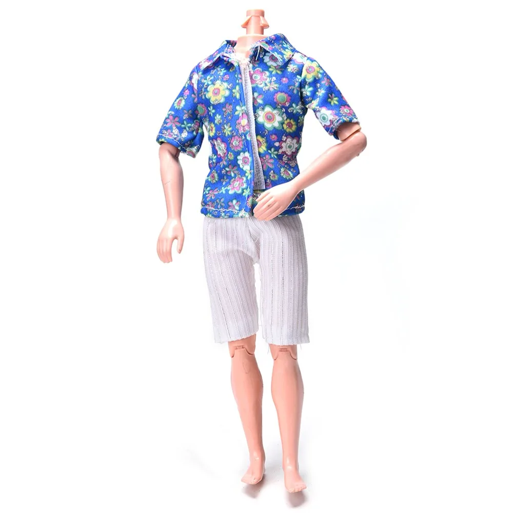 

2Pcs/Set Doll Clothes Summer Handmade Casual Dool Suit White Short Pants Flower Print Shirt For Doll Doll Accessories