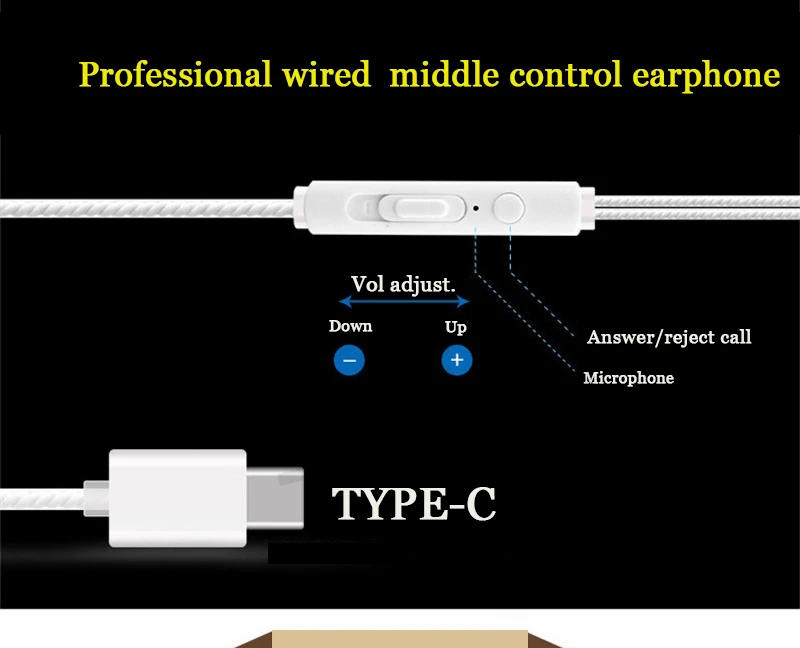 Usb type-C наушники проводное управление с микрофоном Тип C наушники USB-C наушники для LeEco Le 2/Max/Pro для Xiaomi Mi5