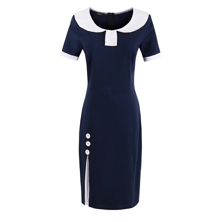 Для женщин винтажное платье Сексуальная bodycon midi темно-синие элегантное с