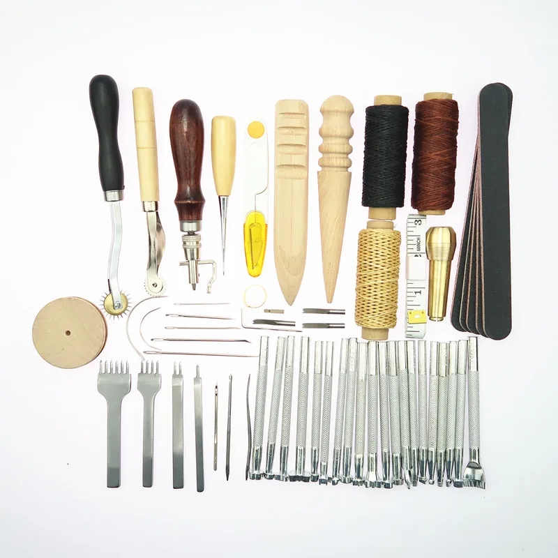 59PCS/set Professional Leather Craft Hand Tools Kit Handmade Leather