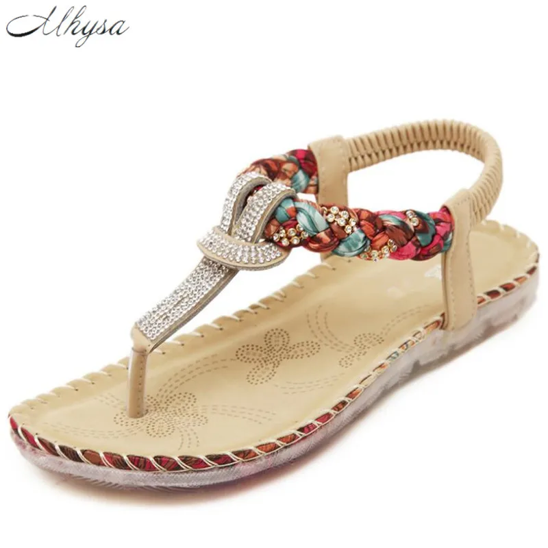 

Mhysa 2019 Summer Sandals Women T-strap Flip Flops Thong Sandals Designer Elastic Band Ladies Gladiator Sandal Shoes 35-42 T670