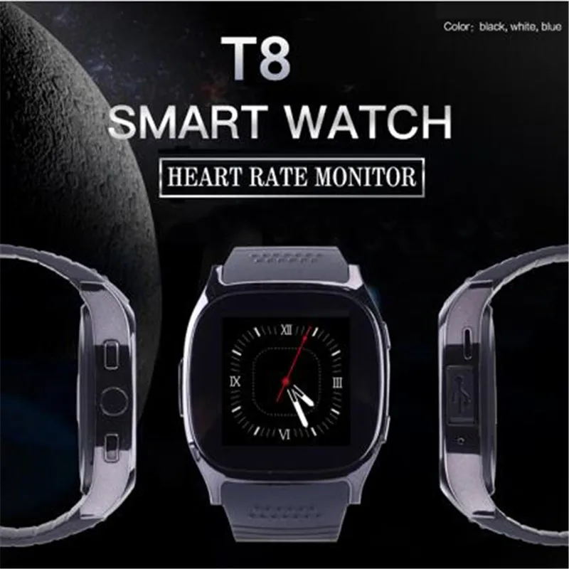 Men T8 Bluetooth Smart Watch With Touch Screen Big Battery Camera TF Sim Card For IOS Android Phone VS Y1 V8 X6 U8 A1 DZ09 Q18