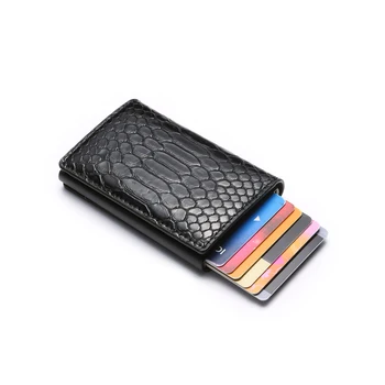 

BYCOBECY 2019 Aluminum Box Slim Mini Business Card Holder Card RFID ID Card Holder PU Leather High Quality Suitcase Card Wallet