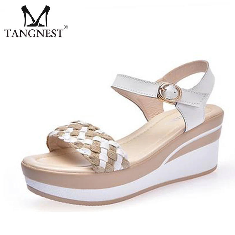 

Tangenst Summer Woman Sandals Sweet Peep Toe Anti Skid Buckle Round Toe Woman Platform 2017 Fashion WomenBackless Shoes XWZ3875