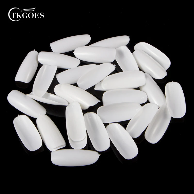 

TKGOES New 500pcs/bag Beauty Oval white nail tips salon full cover french nail art tips full cover acrylic fake nails