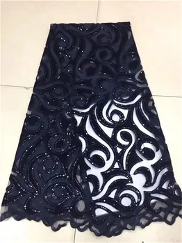 

French velvet Lace Fabric 2019 White Color High Quality African Voile Flannel Lace Fraric With Sequins for Nigerian Wedding