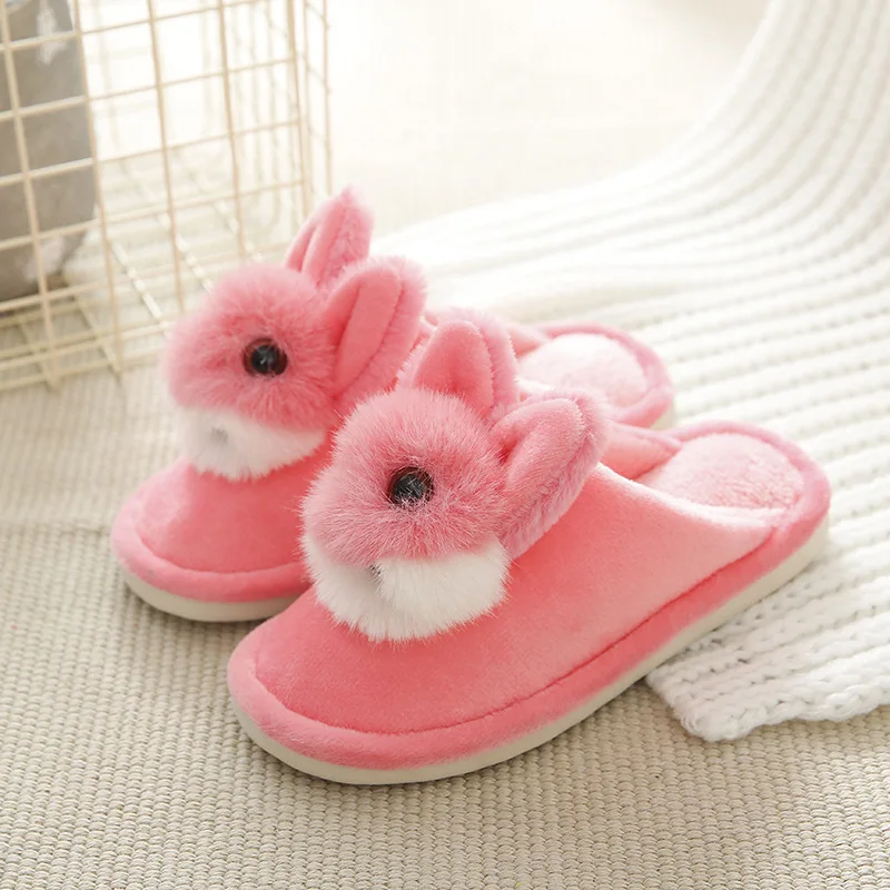 kids home shoes slippers girls cartoon rabbit indoor slippers children cotton slippers winter/auutmn baby warm shoes cute velvet