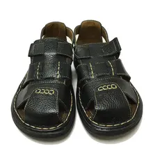 Мужские сандалии из натуральной кожи; сезон лето; Новинка; пляжная Мужская модная повседневная обувь; уличные мужские сандалии