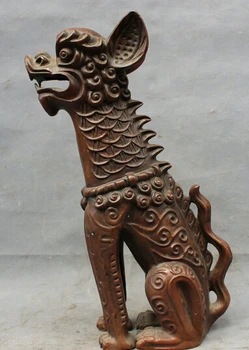 

wholesale factory 14" Chinese Bronze Evil FengShui Foo Fu Dog Lion Lion Beast Statue Sculpture 25% off