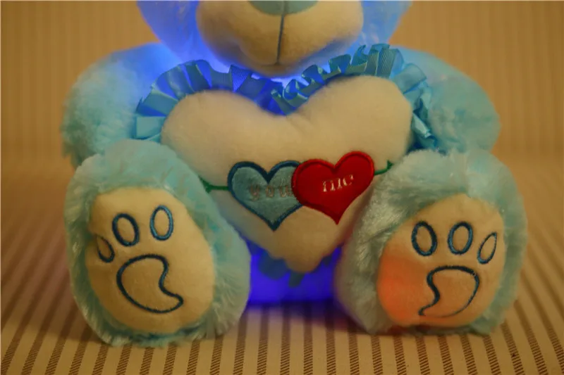 Emissor de Luz Urso de Peluche Abraço de Urso Luminosa de Incandescência Animal de Pelúcia Boneca de Pelúcia Presente para Crianças Diodo Bonito Ouvir Brinquedos Colorido Crianças 25 de Incandescência Colorido Animal de Pelúcia Boneca