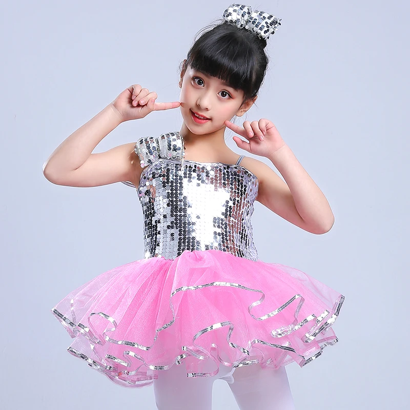 Girls Ballroom Dress For Children Girl Dance Dresses Kids Sequins Costumes For Girls Professional Dance Girl Stage Dancewear New