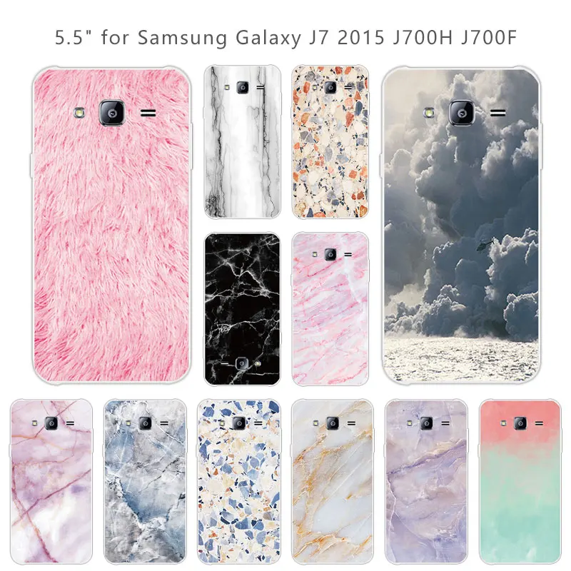 For Samsung Galaxy J7 2015 Soft TPU Clear Silicon Stone Phone Case 5.5 inch for J700H J700F Back Cover J7009 |