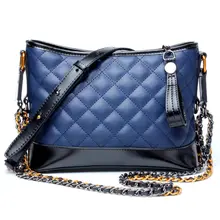 Женские сумки Хобо из натуральной кожи, модная сумка на плечо с двойной цепочкой, сумки в клетку с бриллиантами, женские сумки через плечо