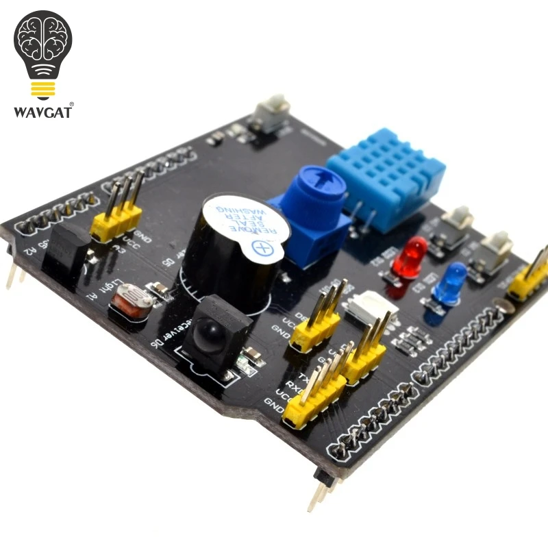 

WAVGAT Multifunction Expansion Board DHT11 LM35 Temperature Humidity For Arduino UNO RGB LED IR Receiver Buzzer sensor.