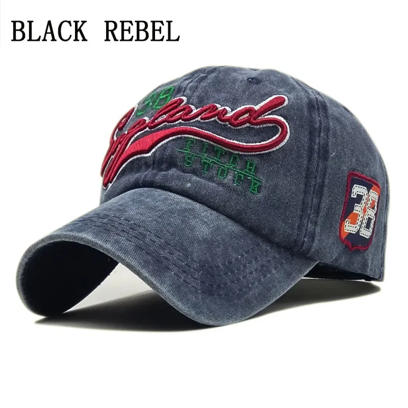 Black Rebel Washed Denim Women Baseball Cap Dad Brand Bone Hats For Men